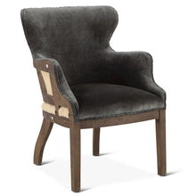 Charles Armchair in Gray Velvet with Exposed Frame