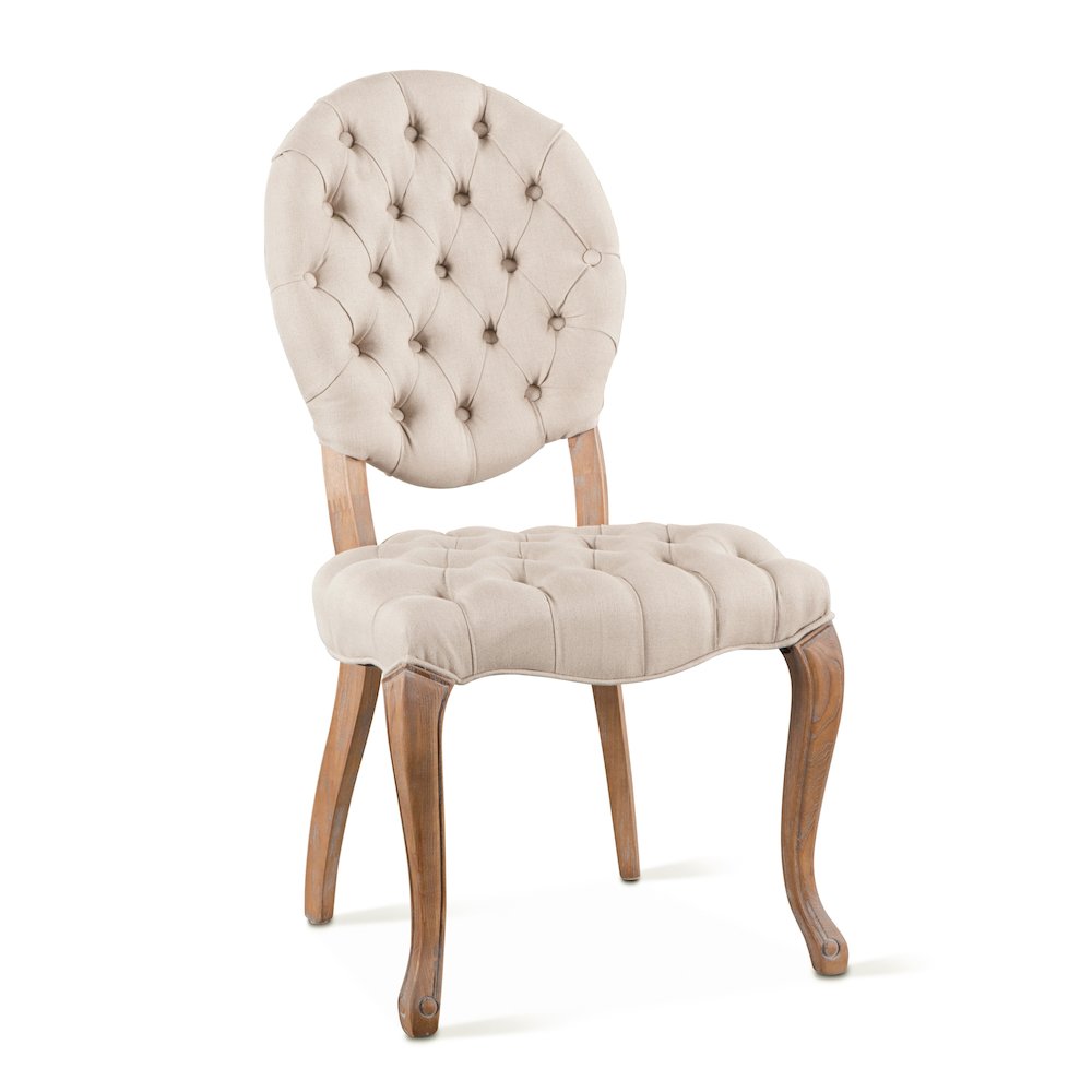 Portia Tufted Dining Chair in Beige Linen