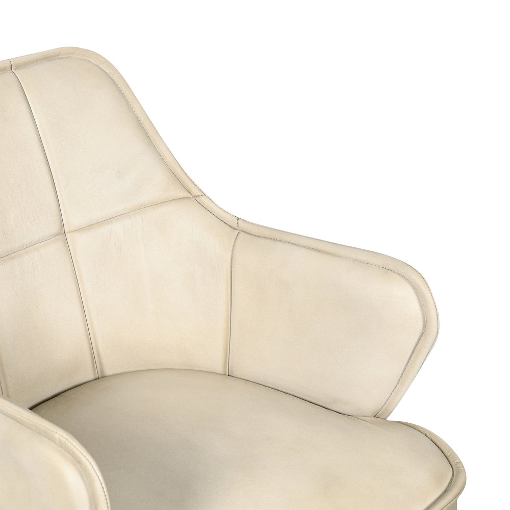 Thorpe Swivel Desk Chair in Antique Ivory Leather