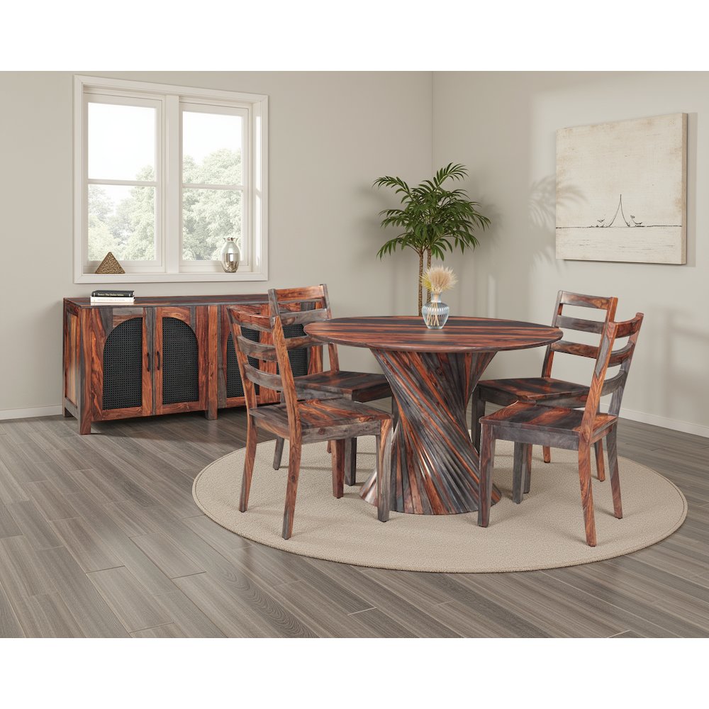 Monterey 48" Round Dining Table with Spiral Base in Capri Sheesham