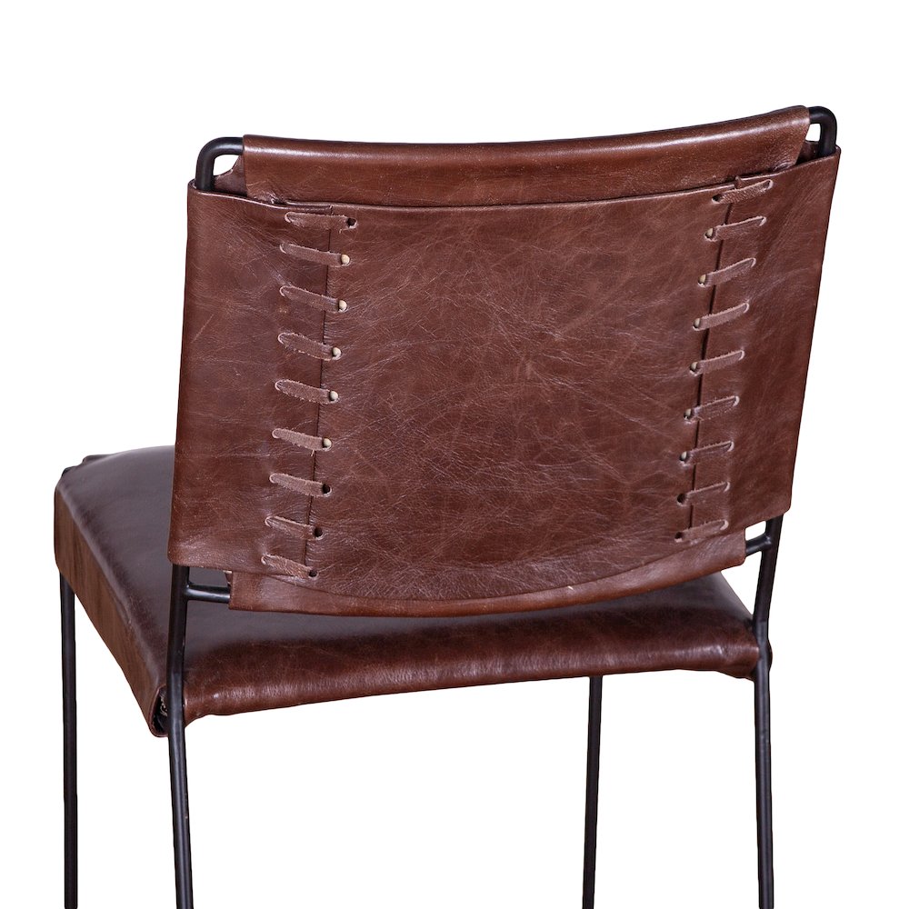 Melbourne Dining Chair in Chocolate Leather and Iron
