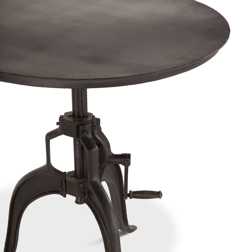 Artezia 30" Height Adjustable Crank Side Table in Matte Black Cast Iron
