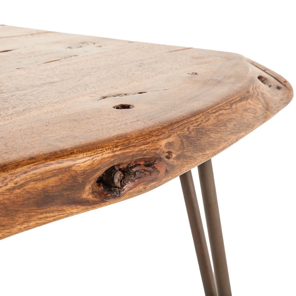 Grandby Acacia Wood Live Edge Coffee Table in Walnut Finish