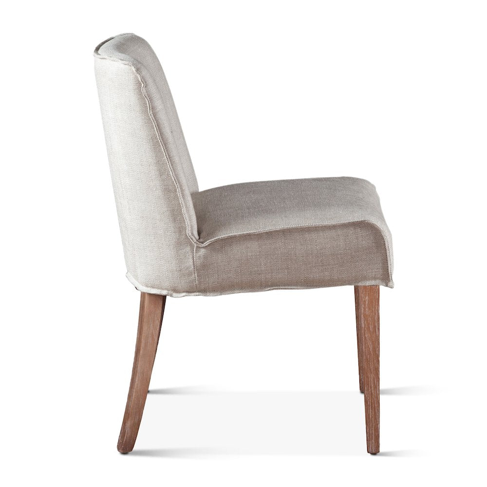 Avery Dining Chair in Off-White Linen with Natural Legs