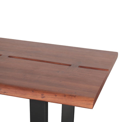 Yarrow 79" Dining Table in Light Sequoia with Gunmetal Legs