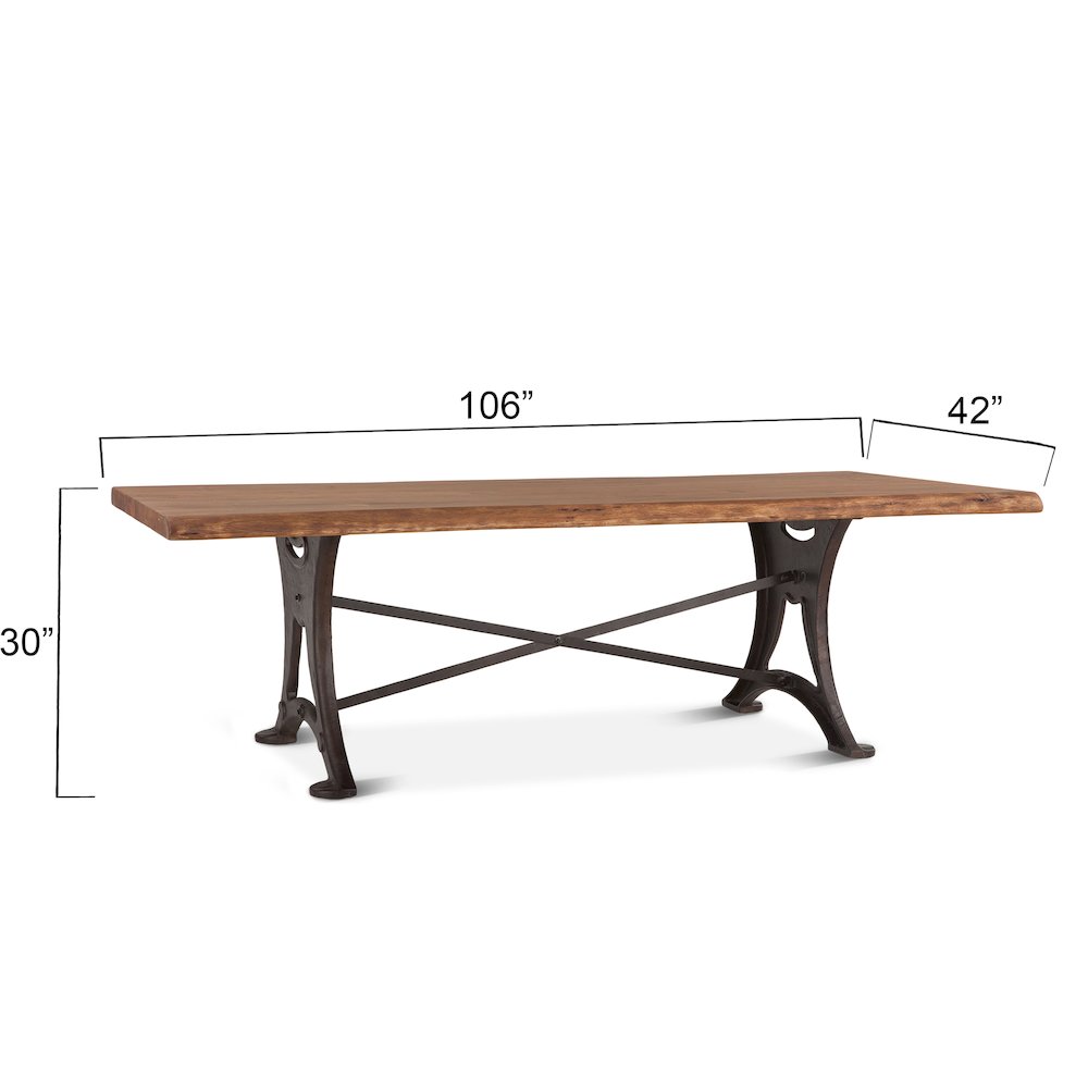 Blayne 106" Dining Table in Live Edge Acacia with Walnut Finish