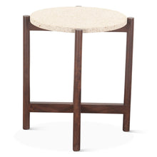 Notion Side Table with Beige Sandstone in Walnut Finish