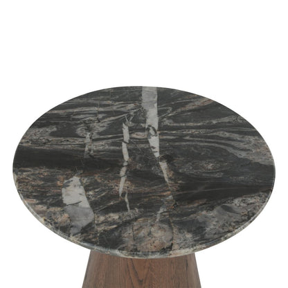 Caldera Side Table in Lava Marble and Dark Oak