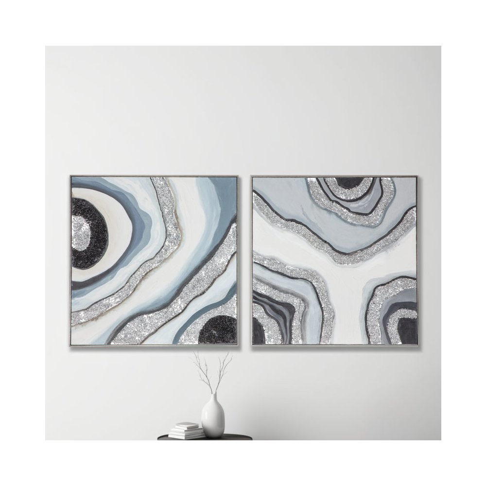Gemstone Grace Hand Painted Framed Diptych