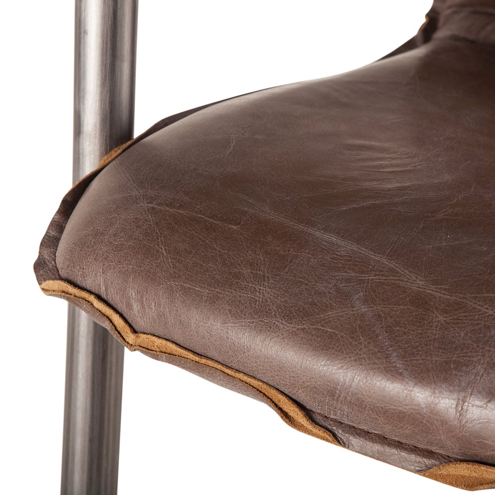 Chiavari Dining Chair in Jet Brown Leather and Steel