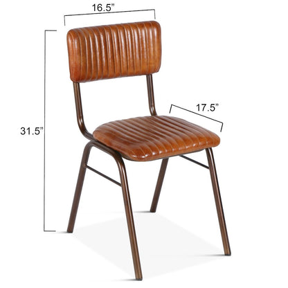 Hudson Dining Chair in Ribbed Leather