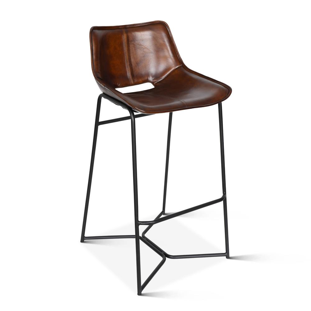 Brisbane Stanley Bar Chair in Hand Washed Chestnut Leather