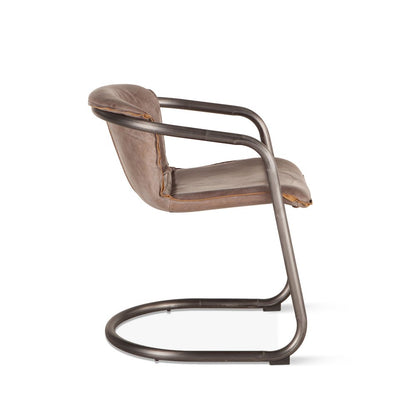 Chiavari Dining Chair in Jet Brown Leather and Steel