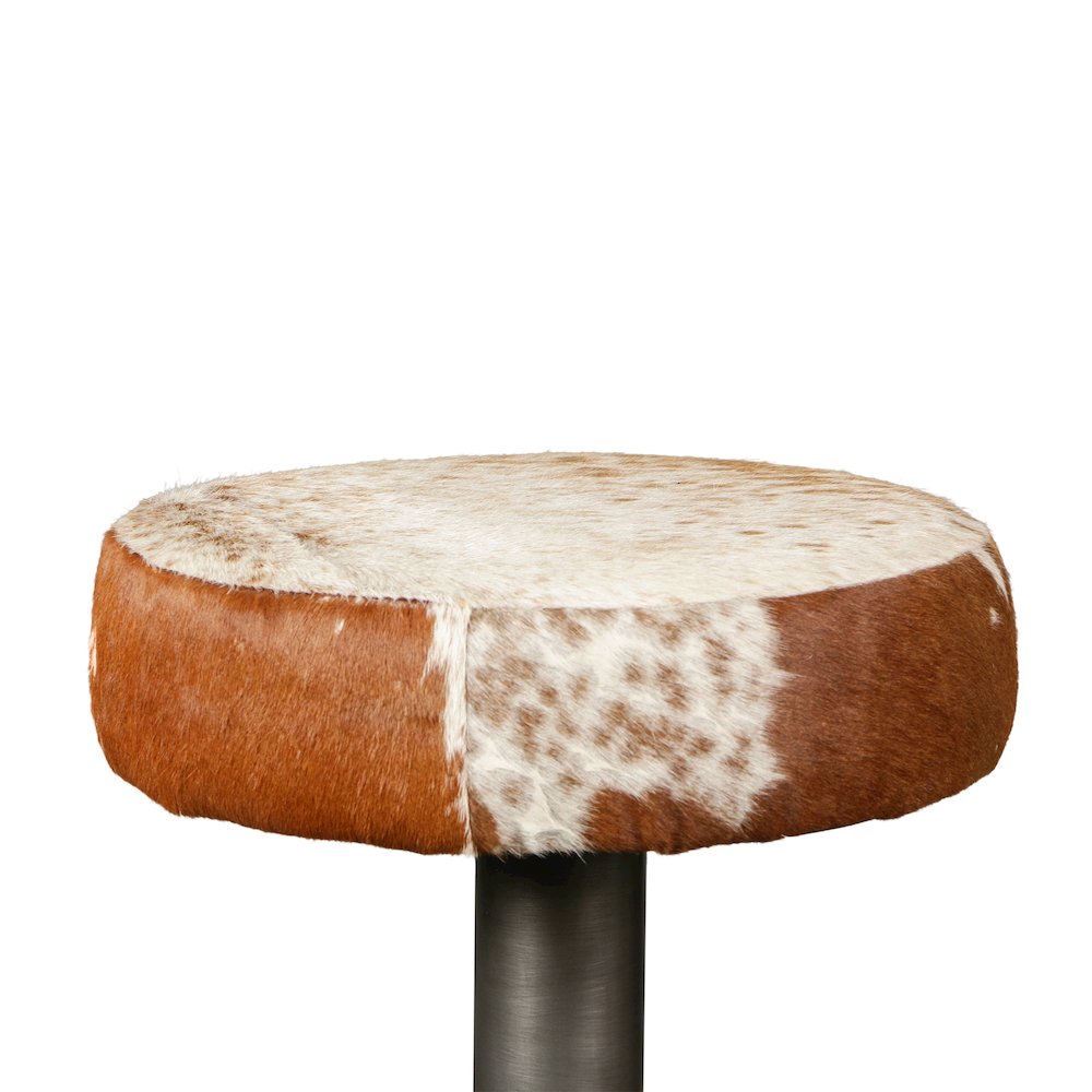 Melbourne 16in Brown Cowhide Leather and Iron Bar Stool