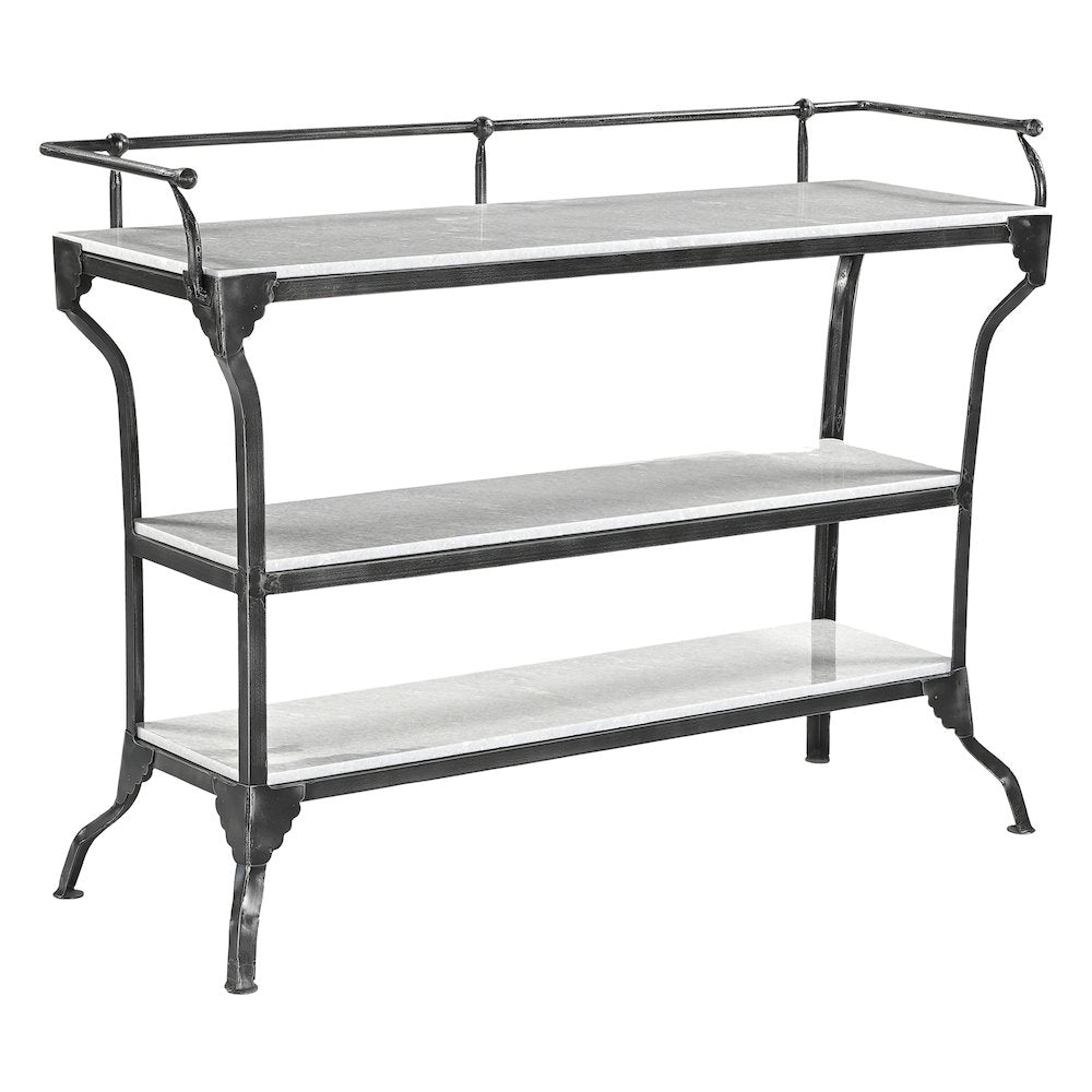 Calloway 50" Console Table with White Marble and Black Metal Base