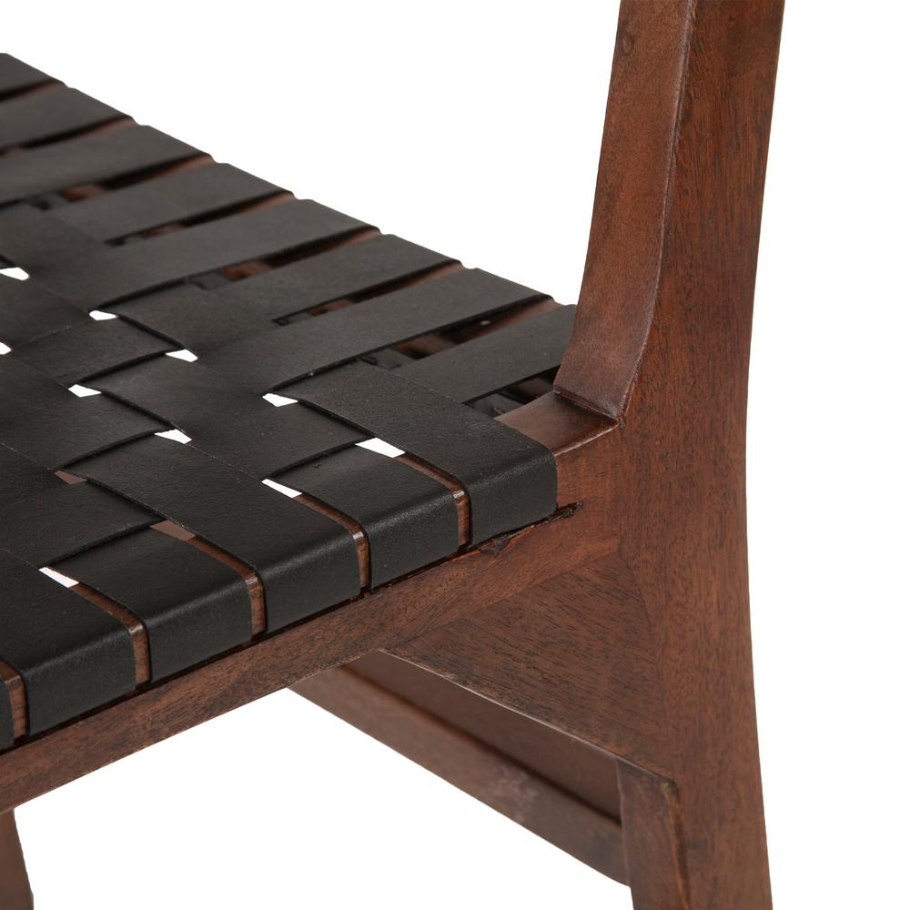Lisbon Dining Chair in Black Leather with Royal Brown Finish