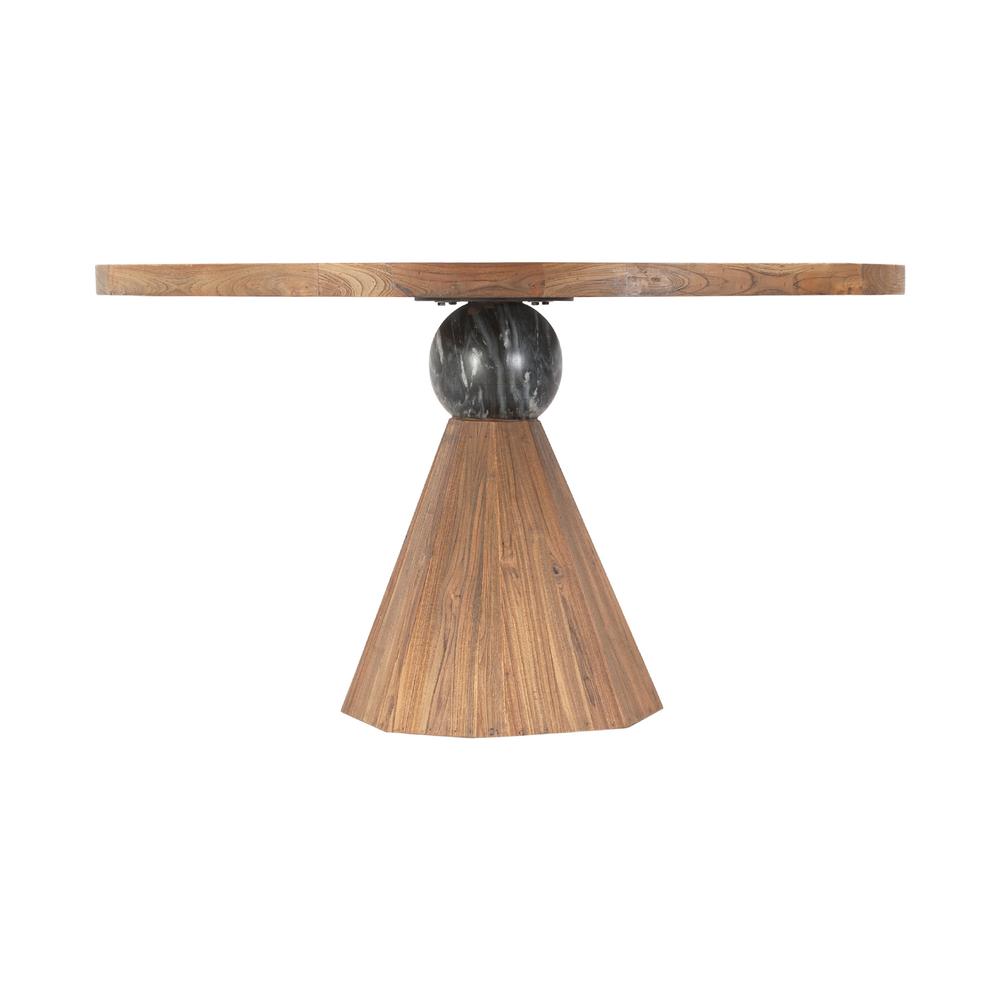 Rustic Revival Natural Teak Wood with Black Marble Pedestal