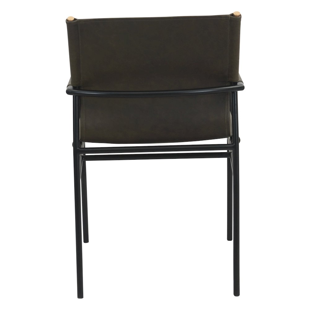 Sutton 20" Dining Armchair Olive Green Leather and Iron