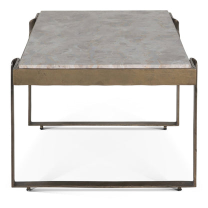 Rhodes 49" Coffee Table with Capri Beige Marble Top and Antique Brass Base
