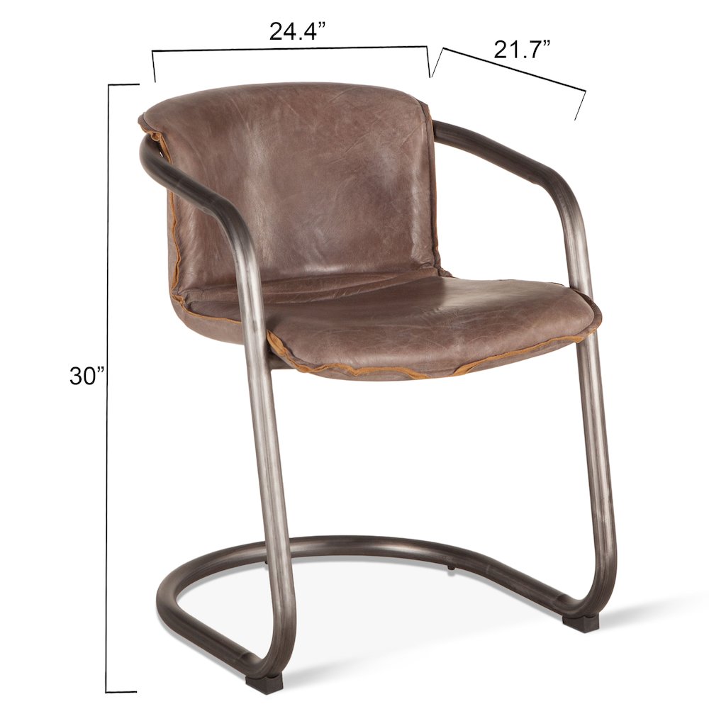 Chiavari Dining Chair in Jet Brown Leather and Steel