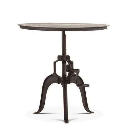 Artezia 30" Height Adjustable Crank Side Table in Matte Black Cast Iron