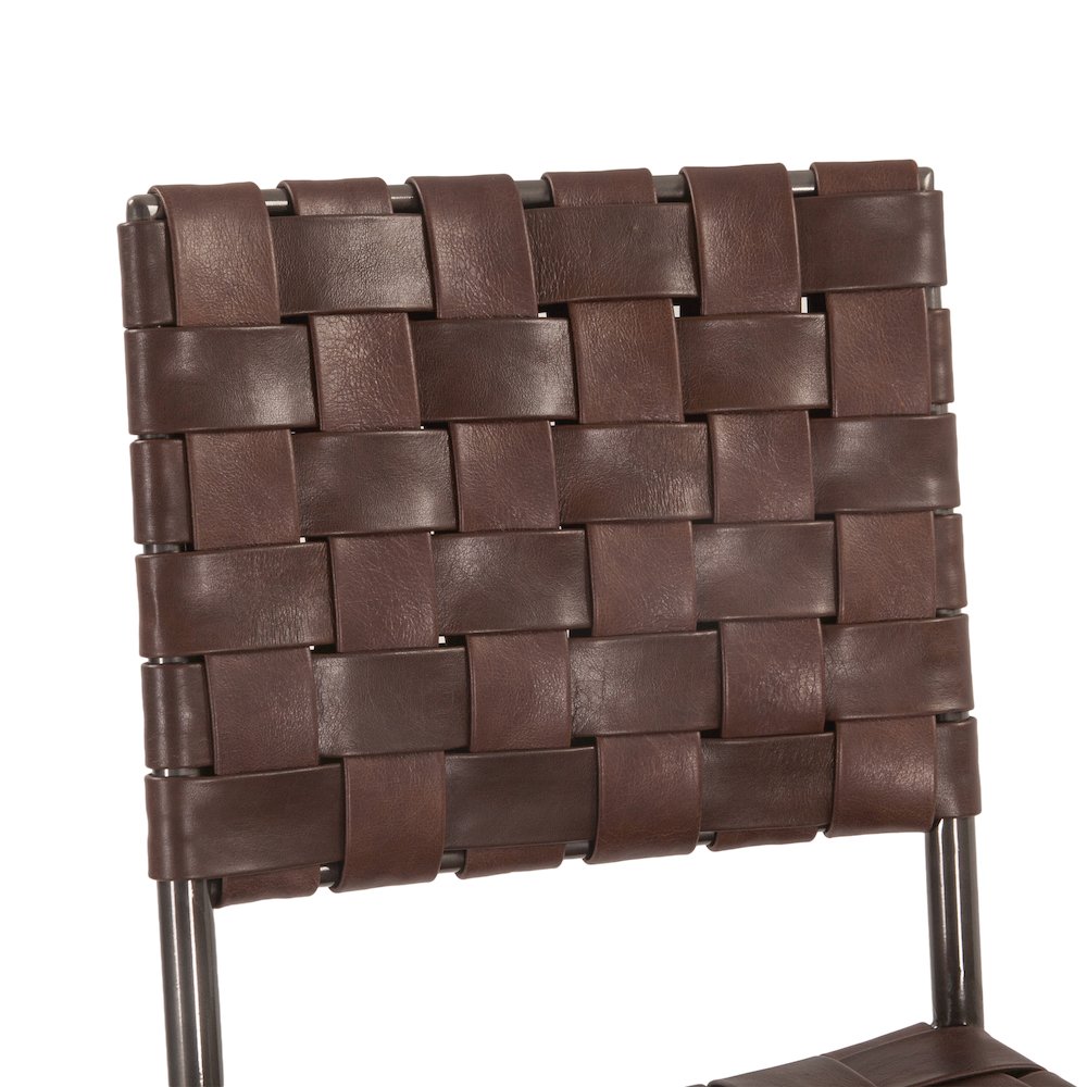 Lund 17in Buffalo Leather and Iron Bar Chair Brown