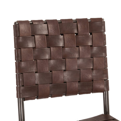 Lund 17in Buffalo Leather and Iron Bar Chair Brown
