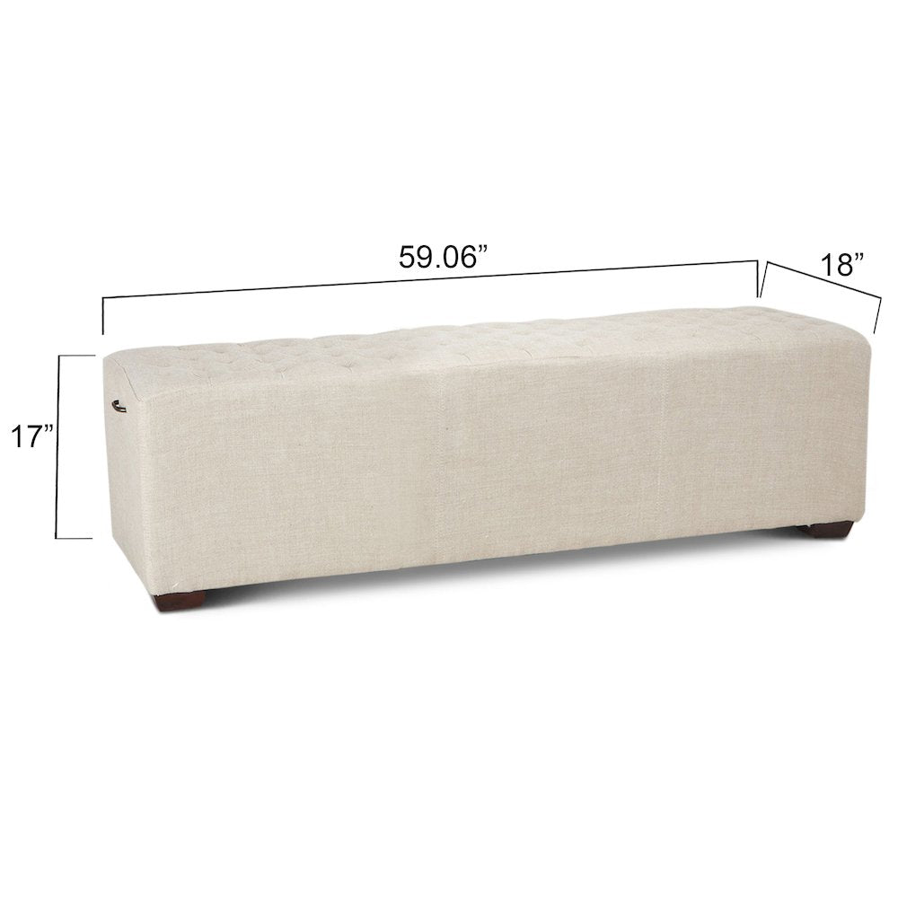 Arabella 59" Bench in Beige Linen