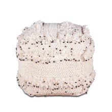 Algiers Square Ottoman in Sequined Cream Fabric