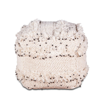 Algiers Square Ottoman in Sequined Cream Fabric