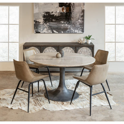 Palm Desert Brown Marble Dining Table with Zinc Tulip Base