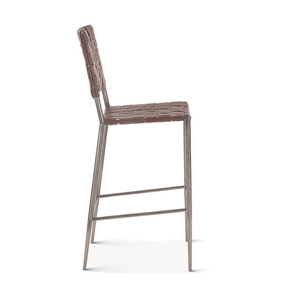 Lund 17in Buffalo Leather and Iron Bar Chair Brown