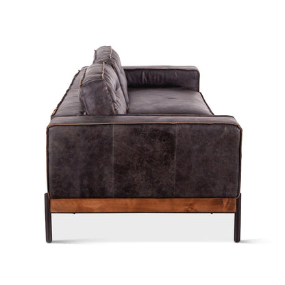 Chiavari Antique Ebony Leather Sofa