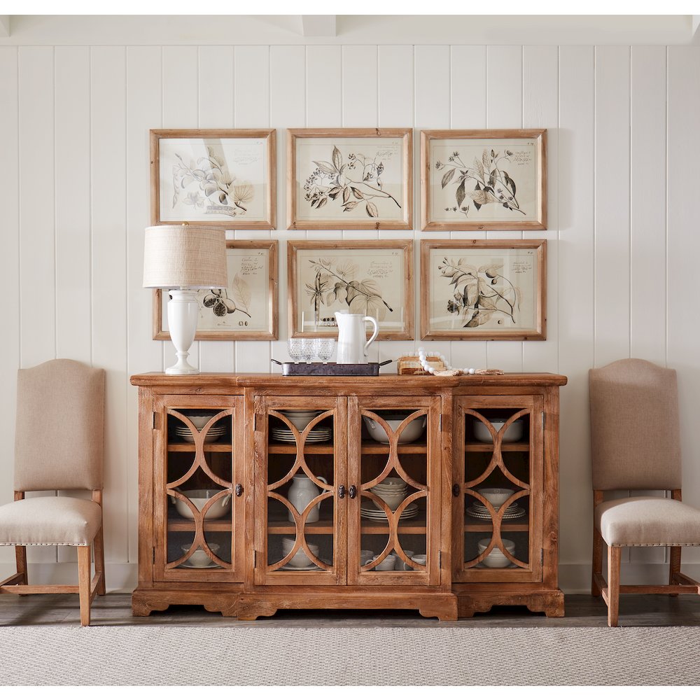 Pengrove 75" Glass Cabinet in Antique Oak Finish