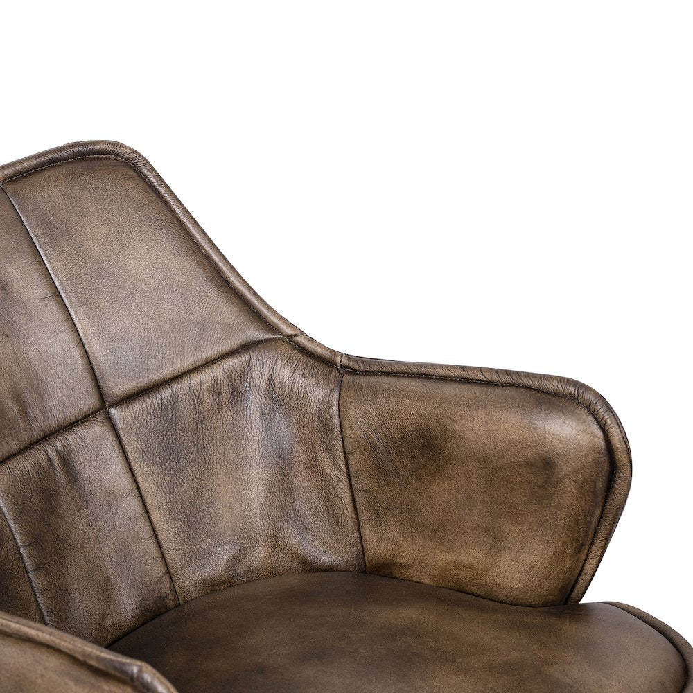 Thorpe Swivel Desk Chair in Antique Whiskey Leather