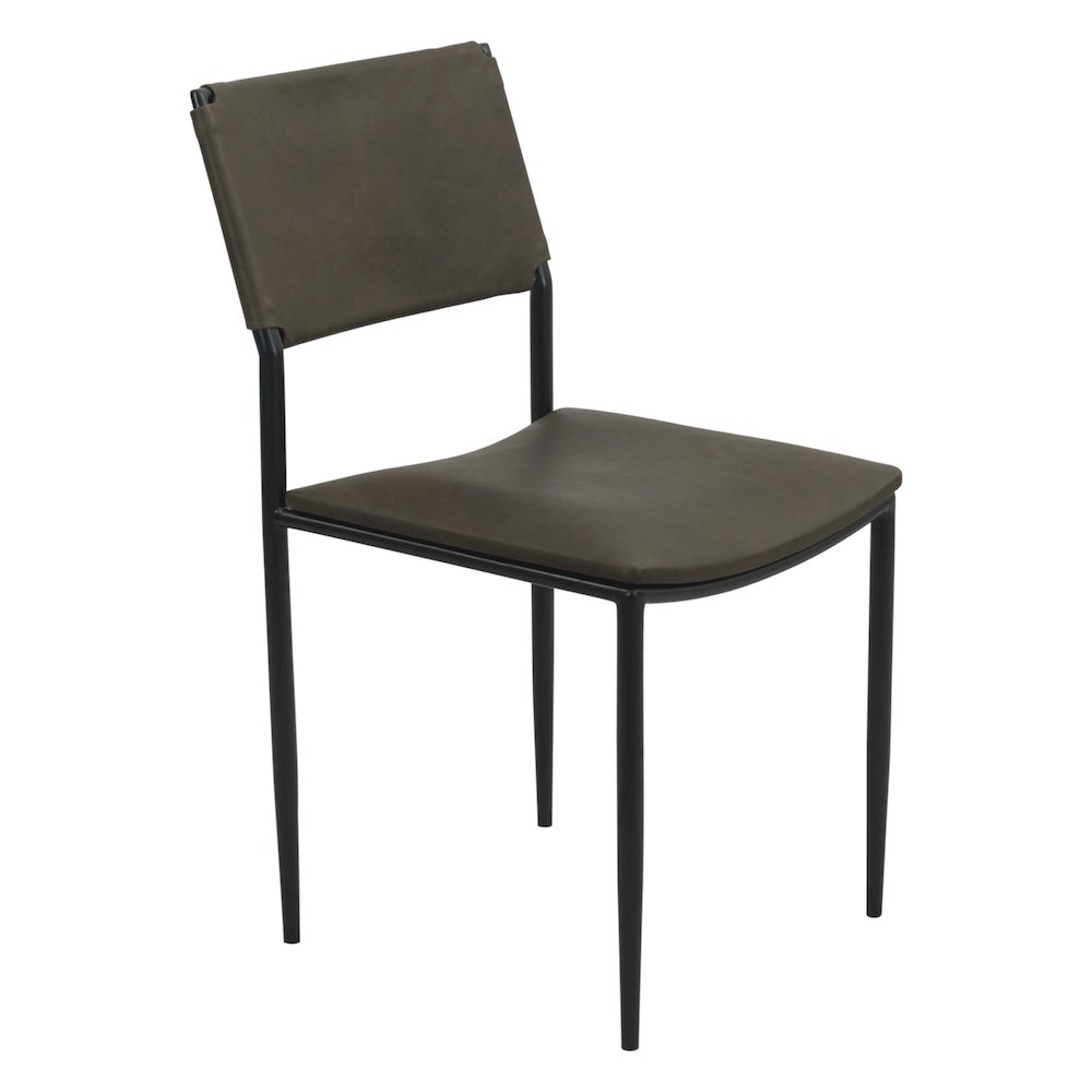Sutton 18" Dining Chair Olive Green Leather and Iron