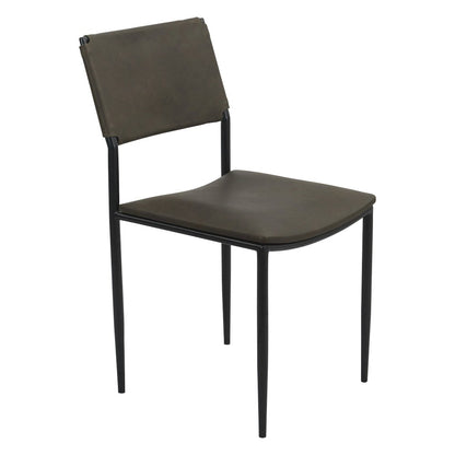Sutton 18" Dining Chair Olive Green Leather and Iron