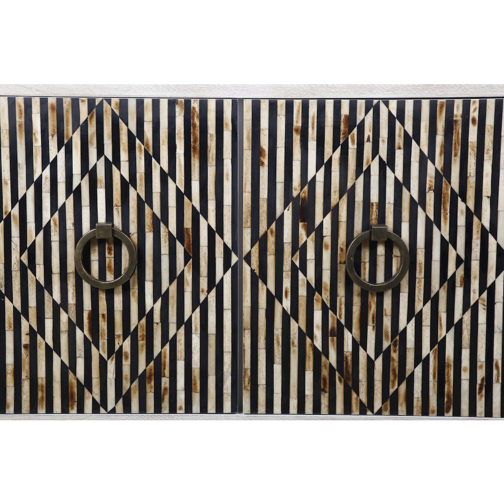 Alexandria 72" Sideboard with Bone, Horn, Wood Inlay on Metal Base