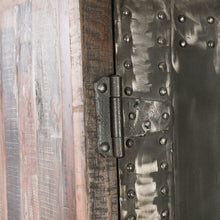 Welles Tall Vault Style Cabinet in Reclaimed Wood and Iron
