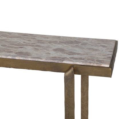 Rhodes 52" Console Table with Capri Beige Marble Top and Antique Brass Base