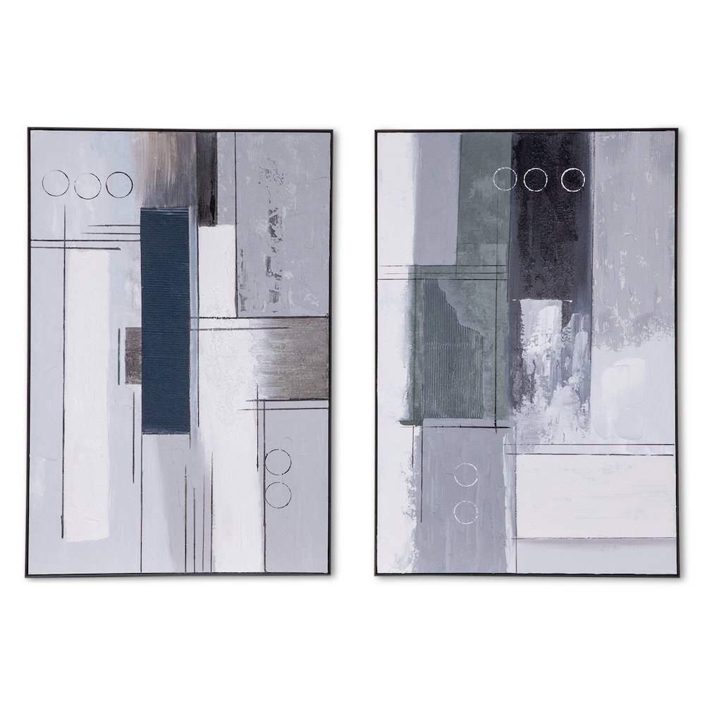 Parallel Horizons Hand Painted Framed Diptych