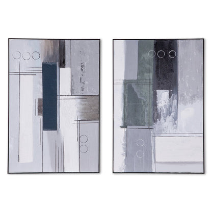 Parallel Horizons Hand Painted Framed Diptych