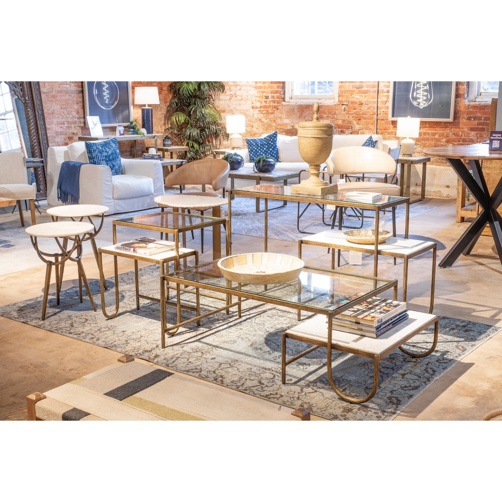 Sonoma 22" Nesting Side Table with Glass and Marble Top