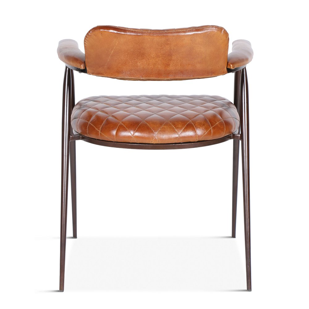 Hudson Armchair in Quilted Leather and Iron