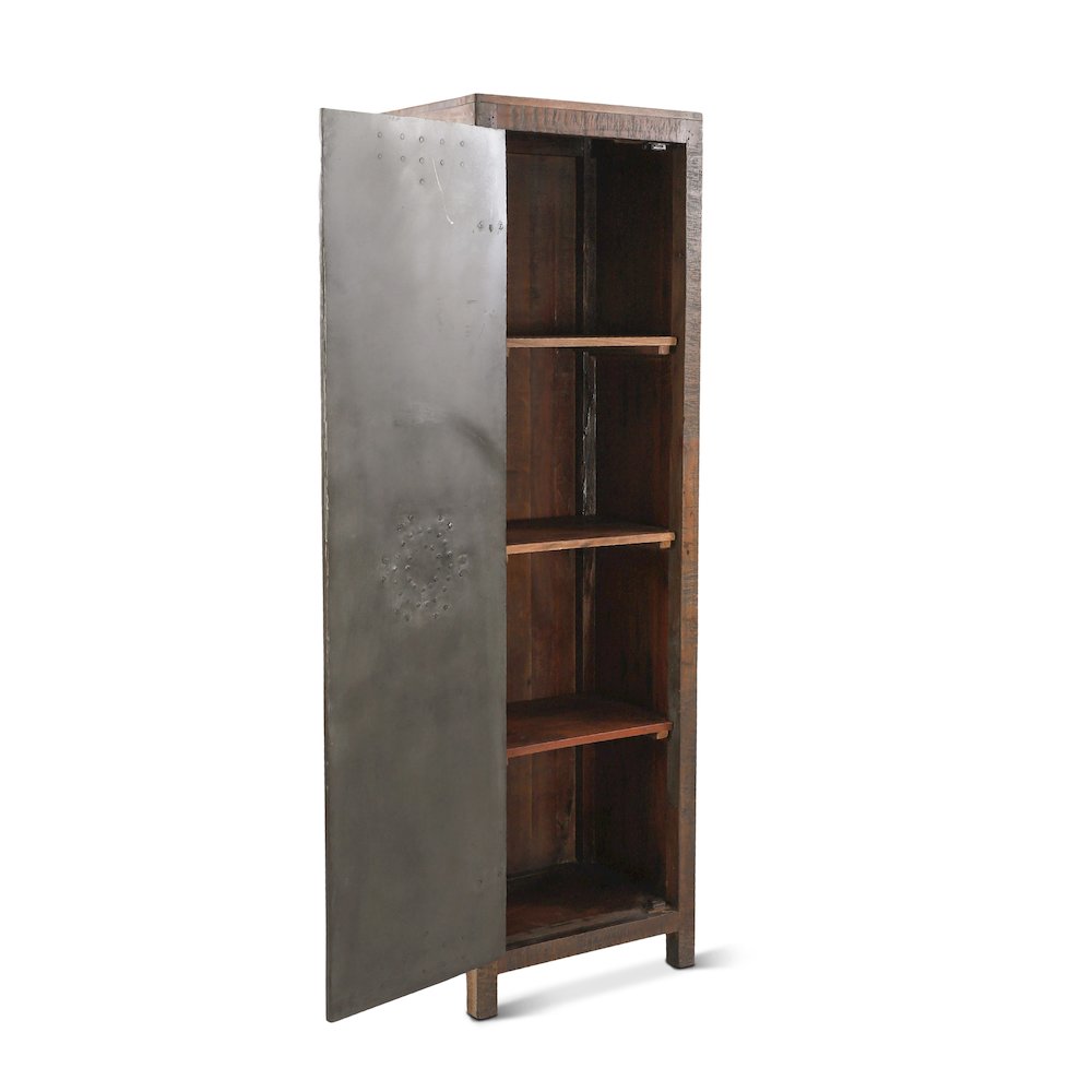Welles Tall Vault Style Cabinet in Reclaimed Wood and Iron
