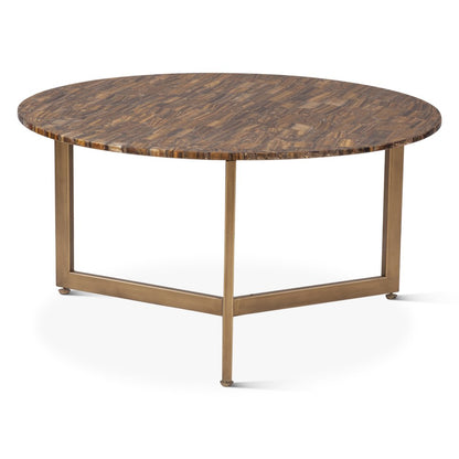 Mumbai 36" Coffee Table in Tiger Eye with Iron Base