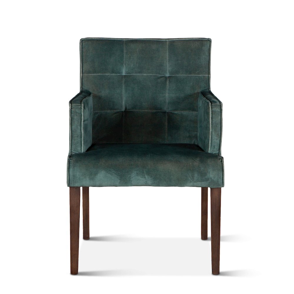 Aven Armchair in Green Velvet with Dark Legs