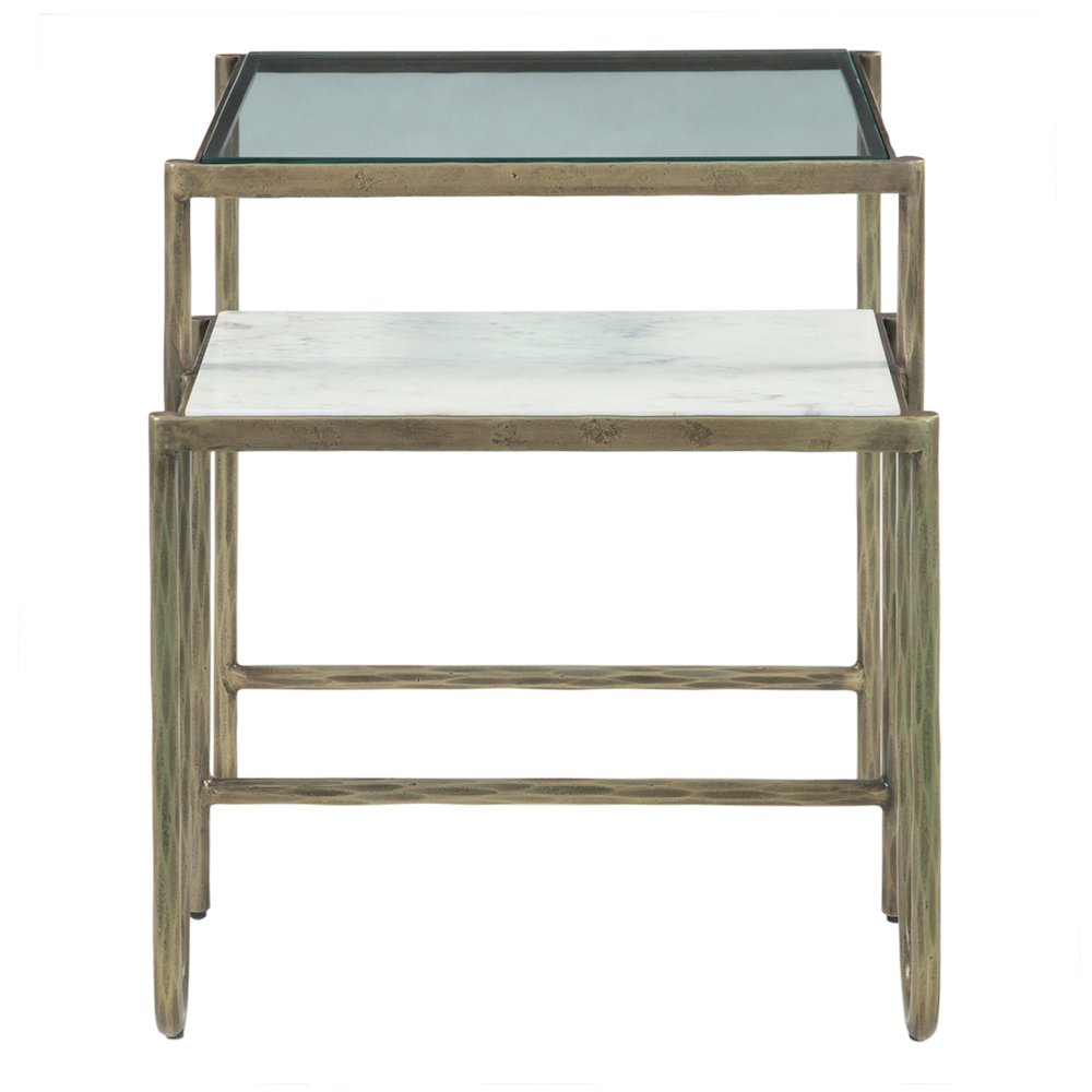 Sonoma 22" Nesting Side Table with Glass and Marble Top