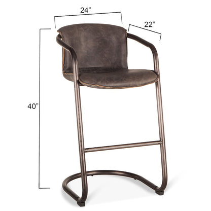 Chiavari Bar Chair in Antique Ebony Leather and Steel