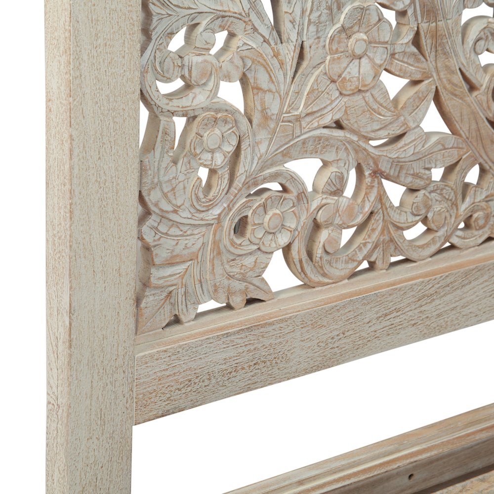 Haveli King Bed in Carved Heirloom White